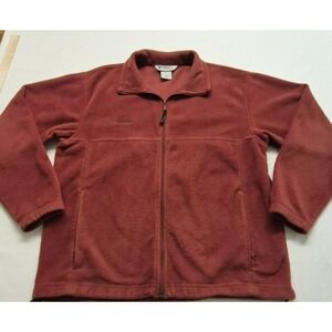Columbia men's burnt orange full zip fleece jacket zip pockets sz. L